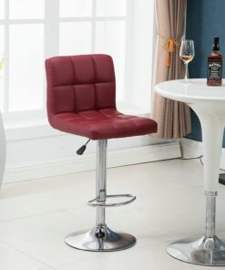 Taburetes de Bar con Isla de Cocina con Cojín Suave, Taburete de Bar Giratorio Ajustable con Altura Cargas de hasta 300 Libras, Silla de Bar De Cuero PU con Reposapiés