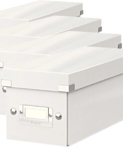 Leitz Caja para Guardar CDs, Blanco, Gama Click & Store, 60410001 (Paquete de 4)