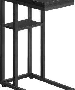 HOOBRO Mesa Auxiliar de Sofá en Forma de C Plegable, Mesa Pequeña de Centro de Estilo Industrial, Mesa de Café con Estante de Almacenamiento, Negro EBK29SF01