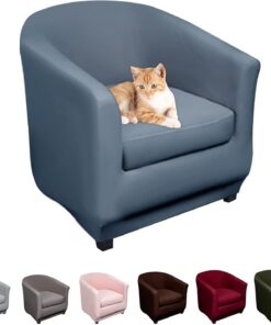 Lydevo Funda de Sillón Elásticas 2 Piezas Funda para Sillón Chesterfield con Funda de Asiento Elegante Cubierta de Sillón Extraíble Lavable Protector para Sillón,Gris Azul