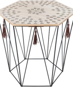 ATMOSPHERA CREATEUR D'INTERIEUR Mesa Auxiliar 'Kumi' Octogonal, Metal y Madera