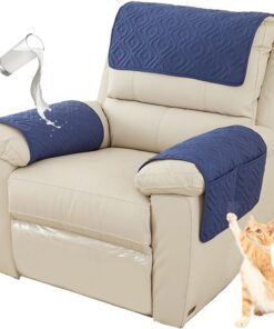 Fundas para sillón, protector de sofá, fundas de reposabrazos de sofá, funda de reposacabezas para sofá reclinable, fundas protectoras impermeables antideslizantes para brazos de sofá (azul marino, 1