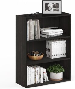 Furinno Pasir Librería Abierta de 3 Niveles, Madera Negra