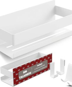 LIEBHEIM Estanteria Baño - Estanteria Ducha - Estante Baño - Cesta Ducha | Acero inoxidable - blanco - 2 opciones de adhesivo