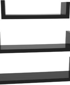 SONGMICS Custos Colección - Estantes de Pared, Juego de 6, 30/35/40 cm, Estantes Flotantes, Colgantes, Carga de 10 kg, para Salón, Oficina, Baño, Cocina, Negro Tinta LWS40BKV1