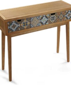 Versa Alfama Mueble Recibidor Estrecho para Entrada o Pasillo, Mesa Consola, con 2 cajones, Medidas (Al x L x An) 81,5 x 30 x 90 cm, Madera, Color Gris