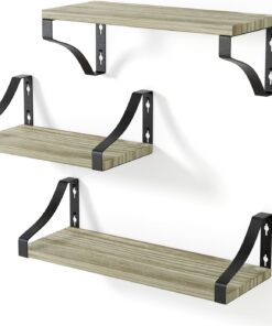 edihome, Estanteria Pared, Baldas Pared, 3 Niveles, Repisas Flotantes, Estantes de Pared de Madera Natural, Decoracion, Ideal para Salon, Dormitorio, Baño (Nogal Americano)