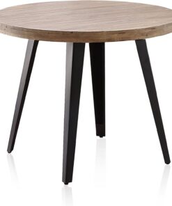 Adec Group Berg, Mesa Redonda de Comedor, Mesa Fija, Acabado en Roble Honey y Negro, Medidas: 100 cm (Largo) x 100 cm (Ancho) x 76 cm (Alto)