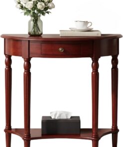 Mesa Consola de Madera Maciza para recibidor, Mesa Auxiliar de Estilo contemporáneo, Mesa de Estilo Vintage para sofá, para la Sala de Estar, el Pasillo y la Entrada(Teak Color,60cm/23.6in)