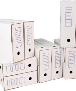 ONLY BOXES Pack 10 Cajas Archivo Definitivo A4, Blanco, 36x10.3x27.1 cm | Automontables, Cartón Ondulado 3 mm, Cierre Automático Sin Cinta, 100% Reciclables