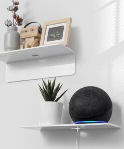 OAPRIRE Estanteria Pared Blanca Juego de 2, 23cm Baldas Pared Sin Agujeros de Acrílico con Clips Cables para Dormitorio, Baño, Cocina, Sala de Estar, Oficina, Amplíe Fácilmente El Espacio de la Pared