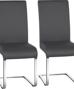 Yaheetech Pack de 2 Sillas de Comedor Cocina Moderna Tapizada Gris Oscuro | Silla para Comedor Tapizada de Piel Sintética, Pata Metal, Silla Altura de 47 cm, Capacidad Max de 135 KG, para Restaurante