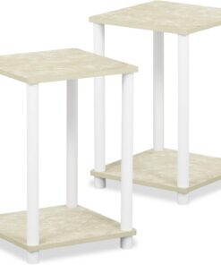 Furinno Mesa Auxiliar, Roble/Blanco, 2 Unidades