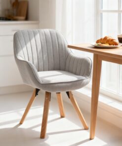 MEUBLE Cosy Silla de Comedor Estilo Escandinavo Giratorias 360° con Respaldo, Asiento Cómodo, Diseño Moderno, Sillas de Cocina, Beige