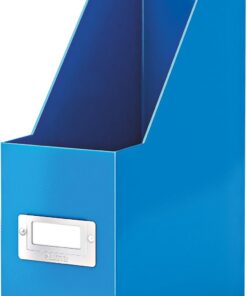 Leitz 60470036 - Revistero Click & Store WOW de Leitz, 77% Cartón Reciclado, con Portaetiquetas, Plegable, Superficie Laminada, Capacidad 800 Hojas de Papel A4 (80 g/m²), 103x330x253mm, Color Azul