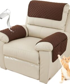 Fundas para sillón, protector de sofá, fundas de reposabrazos de sofá, funda de reposacabezas para sofá reclinable, fundas protectoras impermeables antideslizantes para brazos de sofá (color café, 1