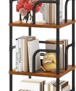 IBUYKE Librería Giratoria de 5 Niveles,Estanteria Madera,Marrón TBC005H | Estanteria Esquinera de Pie para Niños Display girevole a 360° Estantería Libros para Dormitorio Salón Estudio