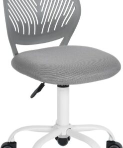 FurnitureR Silla de Escritorio Colorida, Moderno diseño Ajustable, Silla para Ordenador, Silla giratoria sin reposabrazos, para habitación de los niños, Silla de Trabajo en casa, Oficina, Gris