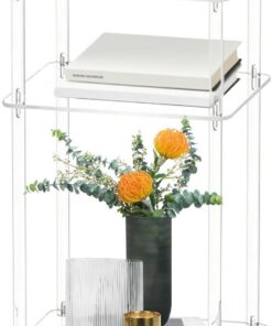 Mesita De Noche Pequeña Mesas Auxiliares Altas de Acrílico Transparente | Estante Organizador Multifuncional Para Salones Dormitorios Apartamentos