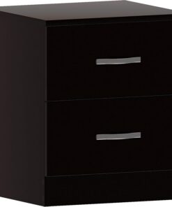 Home Discount Mesilla de Noche 2 cajones corredizos con Tiradores de Metal, con Soporte de cajón único antiarqueamiento, Muebles de Dormitorio Riano