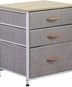 BAKAJI Cajonera móvil Armario Armario 3 estantes Tela Multicolor Bicolor Robusto Resistente Multiusos decoración Oficina Ahorro de Espacio Dimensiones 50 x 50 x 40 cm (Gris Claro)