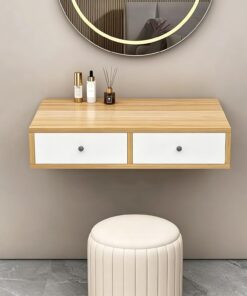 Tocador Suspendido con Cajón, Mesa de Maquillaje Flotante de Pared, Estante de Madera Moderno para Dormitorio, Ahorro de Espacio, Sin Espejo(Wood,80cm/31.4in)