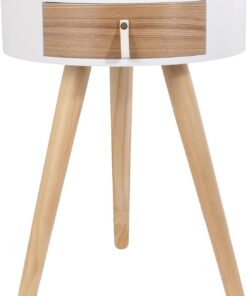 HOME DECO FACTORY - HD6201 - Mesita de Noche, Modelo Nora, Blanca 34.5x34.5x47 cm, Diseño Elegante con Cajón Integrado, Estética y Funcionalidad para Revitalizar Tu Espacio Nocturno