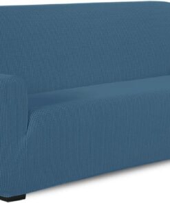 TIANSHU Funda Elástica para Sofá, Funda Sofa 4 Plaza, Ajustables Fundas Sofa Elasticas, Proteger el sofá, Funda de Sofá con Reposabrazos Antideslizante Antimanchas Lavable (Azul Vaquero)