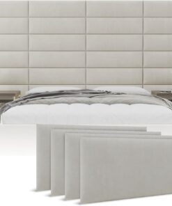 VANT Paneles de Pared con Detalles Tapizados - Paquetes de 4 - Fácil de Instalar - Cabecera Gemelo - Tamaño Gigante (Ante Neutral, 76cm Ancho)