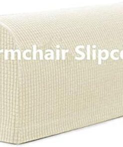 Sxspace 4 Piezas Fundas reposabrazos Fundas de sillón Impermeables Cubiertas de reposabrazos de sofá de poliéster Extensible, Funda de sofá de Elastano para sofá de salón reclinable (Blanco Marfil)