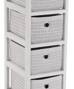 Versa Ohai Mueble para el Baño Auxiliar, Cajonera con 4 cajones para almacenaje, Medidas (Al x L x An) 72 x 30 x 25 cm, Madera, Color Blanco