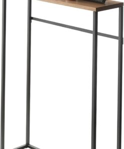 YAMAZAKI 5165 Tower Console Table, Black, Steel/Wood, 60 x 18.5 x 80.5 cm