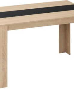 HOMCOM Mesa de Comedor Rectangular para 4 a 6 Personas, Mesa de Cocina, 120 x 69 x 75 cm, Estilo Moderno, Patas Triangulares más estables, Roble y Negro