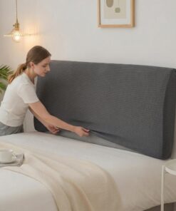 ‎APTBJKUiU Funda para Cabecero,Protector de Funda de Cabecera de Cama Diseño elástico de protección Integral para decoración de Camas Individuales Gris 120cm Adecuado para cabecero de 110-140 cm…