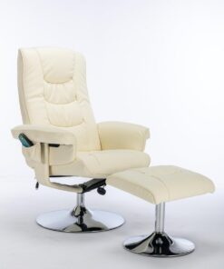 Sillón reclinable con reposapiés otomano, tapizado de PU, 5 Puntos, para Sala de Estar y Dormitorio, Color Negro