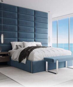VANT Paneles de Pared con Tapizados - Paquetes de 4 - Fácil Instalar - Cabecera Gemelo - Tamaño Gigante(Peluche Terciopelo Azul Pavo Real, 76cm Ancho)