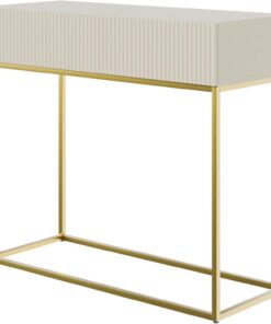 Selsey Veldio - Mesa Consola con cajón, Gris Beige con Patas de Metal Dorado, 90 cm