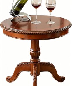Mesa auxiliar redonda pequeña, mesa de comedor para 1 a 2 personas, mesa auxiliar de madera, mesa moderna de mediados de siglo, nogal