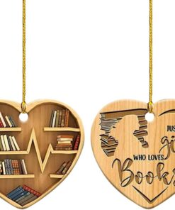Librería con colgante en forma de corazón, decoración de madera, estantería de pared decorativa para lectores, idea de regalo romántica con detalle de amor, hecha a mano, madera natural (negro, talla