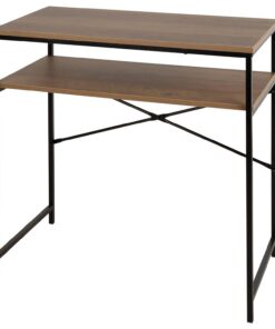 AKTIVE MAX Home Mesa Escritorio Rectangular, 77x40x75 cm, Peso máximo soportado 26 kg, Tablero Madera, Estructura Acero Negro, Oficina y Estudio, Estilo Industrial, Mesas Ordenador, (18442)