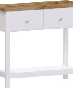 Vida Designs Arlington - Mesa de Consola con Estante para Pasillo y tocador (Tablero DM, 2 cajones), Color Blanco