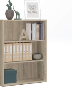 MUEBLES PITARCH | Librería de Oficina o Despacho Baja con Estantes, Librería de Salón, Roble Cambrian, 99,5x75,5x33cm (Alto x Ancho x Fondo) Básica, Elegante y Resistente, Colección