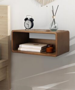 Mesita de noche flotante, estante de noche montado en la pared, muebles de dormitorio hechos a mano, mesa de noche flotante de madera de pino, estilo minimalista y único, 43 x 19 x 25 cm