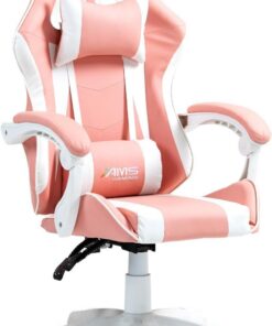 Silla de Oficina Ergonómica, Respaldo Reclinable 135°, Malla Transpirable, Cojín Lumbar, Rosa.