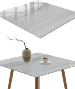 Tapa para Mesa de Centro 50x50 cm | Cuadrado | Multiusos | Bordes Pulidos | Textura de madera | Vetro Temperato | Pies Antideslizantes | con Impresión Decorativa | para la Cocina y Salón