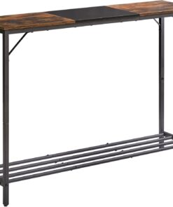 YMYNY Mesa Consola de Entrada y Sofá, Estilo Industrial para Dormitorio, Salón - 107 x 30 x 78CM, Marrón Rústico y Negro HST006HB