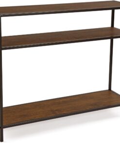 Versa Berlin Mueble Recibidor Estrecho para Entrada o Pasillo, Mesa Consola, con Estante Inferior, Medidas (Al x L x An) 80 x 30 x 100 cm, Madera y Metal, Color Marrón y Negro