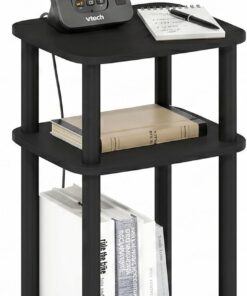 Furinno Just Mesa Auxiliar de 3 Niveles con Estante Abierto y diseño Curvo Redondo, fácil de Montar, para Sala de Estar o Dormitorio, Estilo Americano