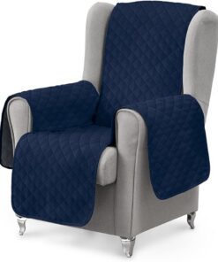 Textilhome Funda Sofá 1 Plaza Luka Protector Relax Orejero 55 cm Azul | Protector de sofá 1 plaza acolchado y reversible. Ideal para sillones relax, resistente a mascotas y fácil de colocar.