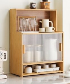 Gabinete de almacenamiento, aparador de despensa de cocina pequeño con puerta corredera, solución de almacenamiento versátil para cocina, sala de estar o dormitorio